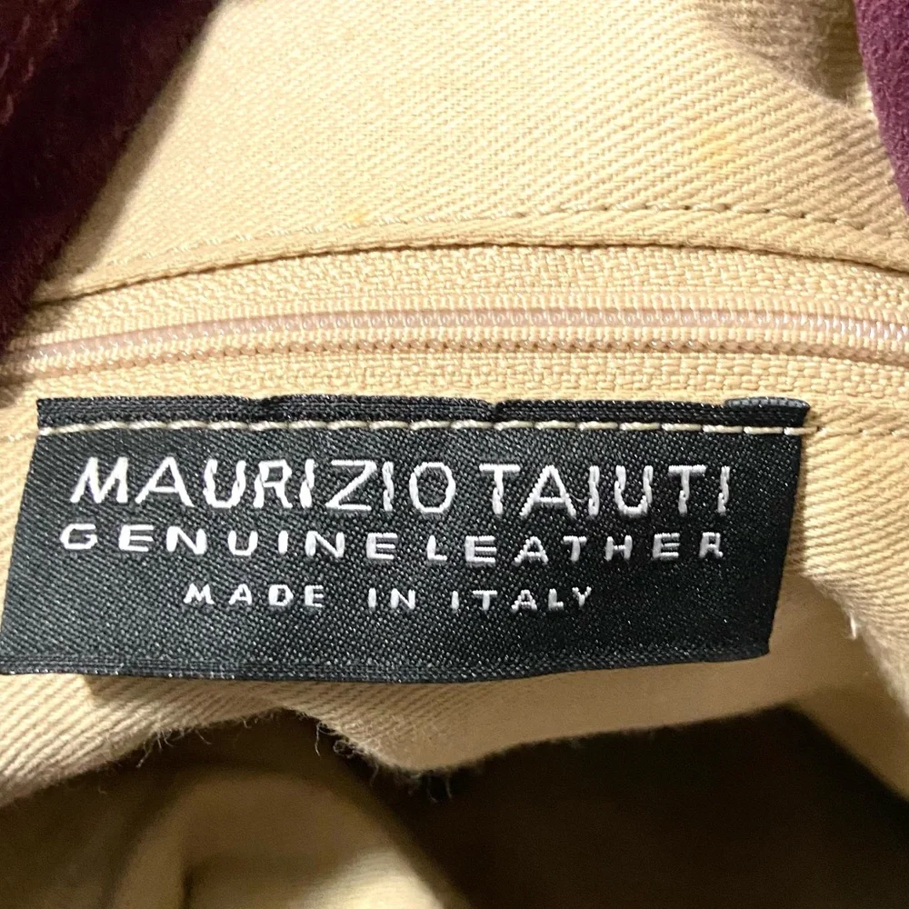Maurizio Taiuti Italian Leather Shoulder Bag Wine Plum Color - Picture 13 of 14